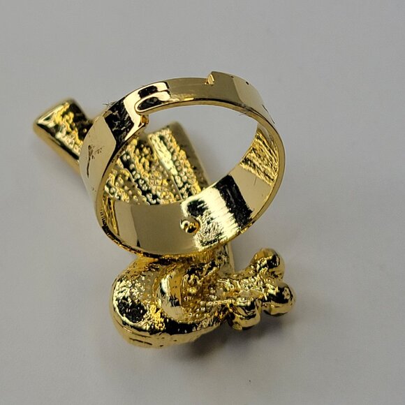 Gold and Crystal Rhinestone Adjustable Ring - Picture 5 of 10